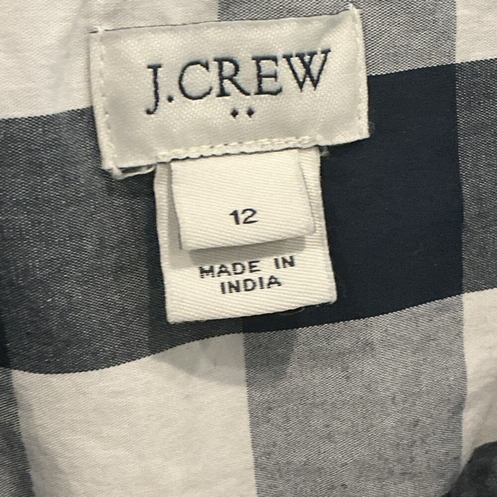 JCrew Womens Poplin Tie Waist Shirt Dress Navy Blue Gingham Preppy Spring Sz 12 - Picture 5 of 13